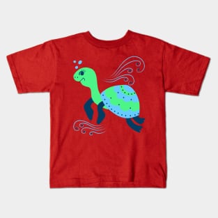 Aqua ocean animals - turtle Kids T-Shirt